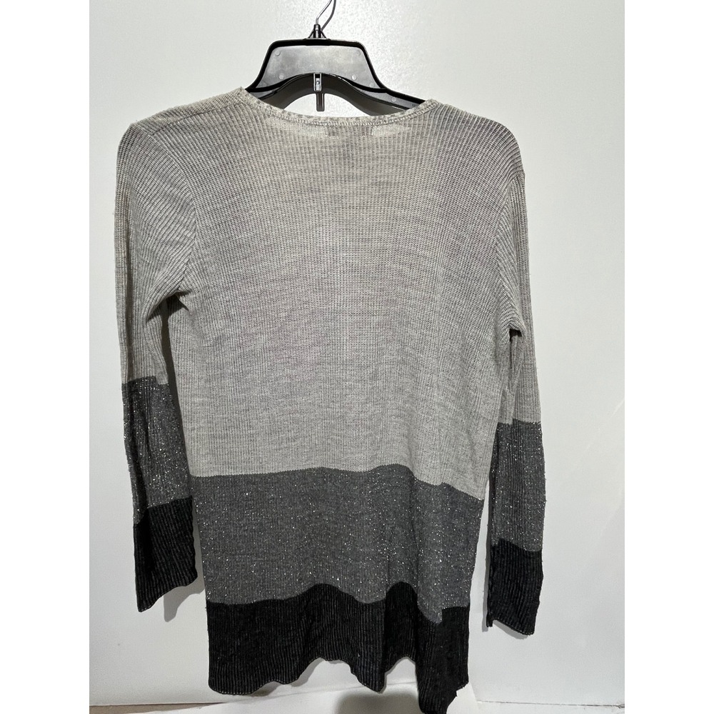 Coral Bay Womens Medium‎ Grey Black Colorblock Metallic Open Front Cardigan - Picture 4 of 6